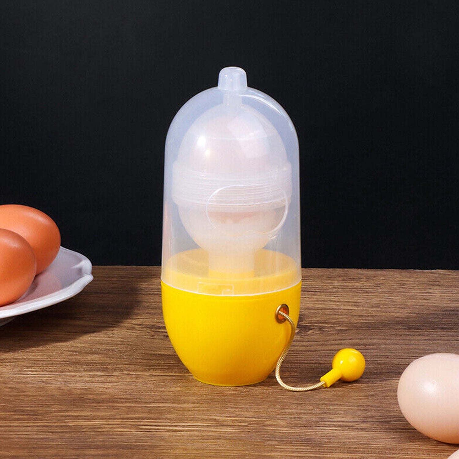 MANUAL EGG PULLER SCRAMBLER HOUSEHOLD WHITE EGG YOLK MIXER KITCHEN TOOL MIX MANUAL SCRAMBLER CONVENIENT WITHOUT BREAKING EGGS.