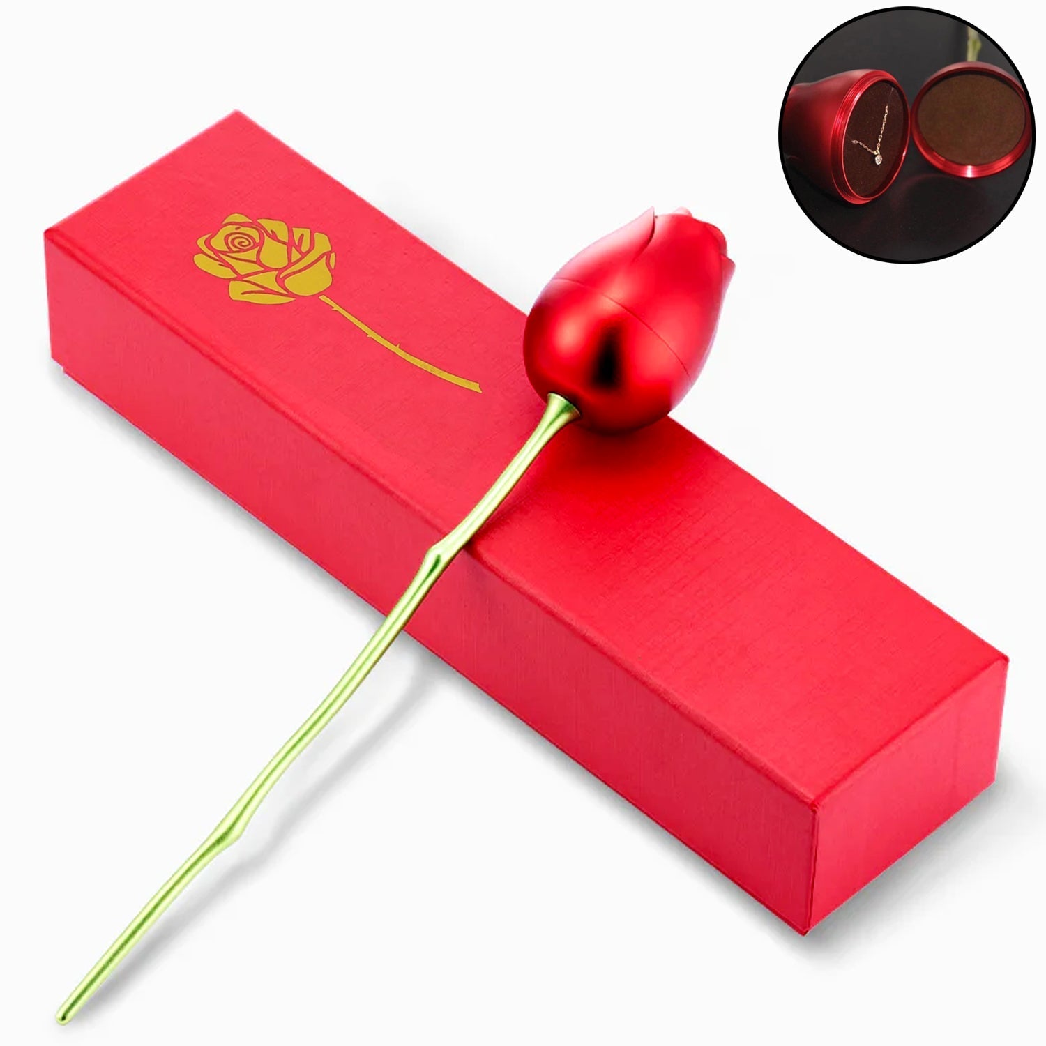 Metal Red Rose Couple Jewelry Box-Fancy Jewelry Box (1 Pc)