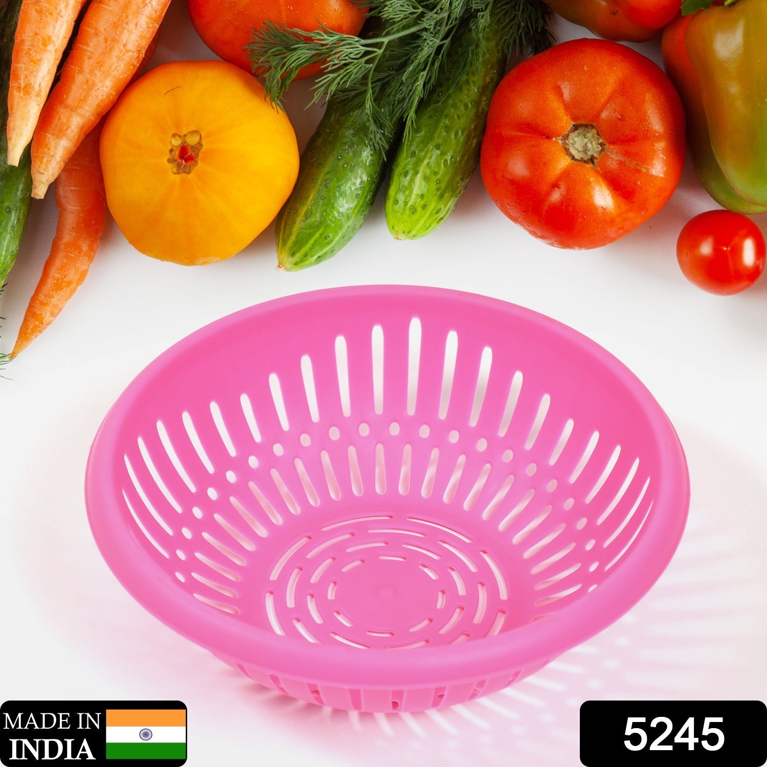 Round plastic organizer basket for vegetables