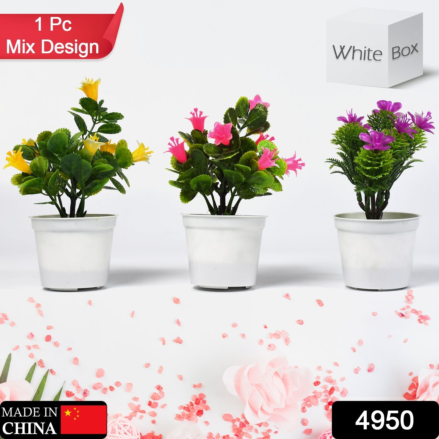 Plastic flower pot for home decoration.