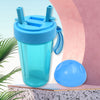 2 Drinks in 1 Cup Water Bottle, Stable Sturdy Dual Use Bottle 2 Straws for Shopping Travel for Outdoor Activities (1 Pc)