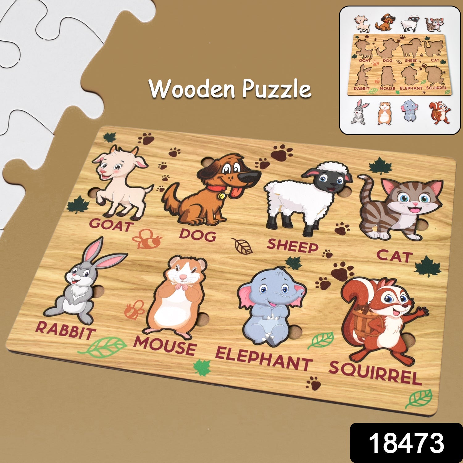 Melissa & Doug Wooden Animal Puzzle Board