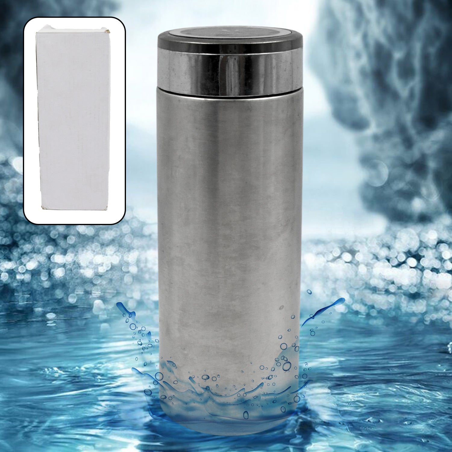 Double-wall thermos bottle with spill-proof feature, office and travel use