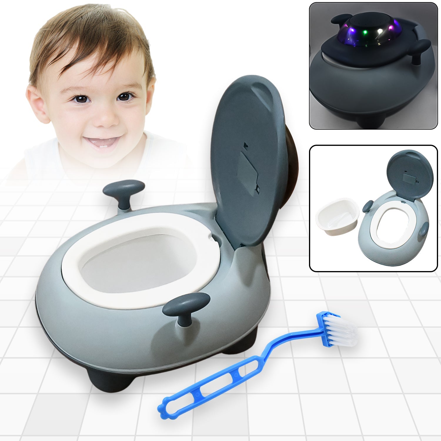 Portable baby potty chair with lights and music