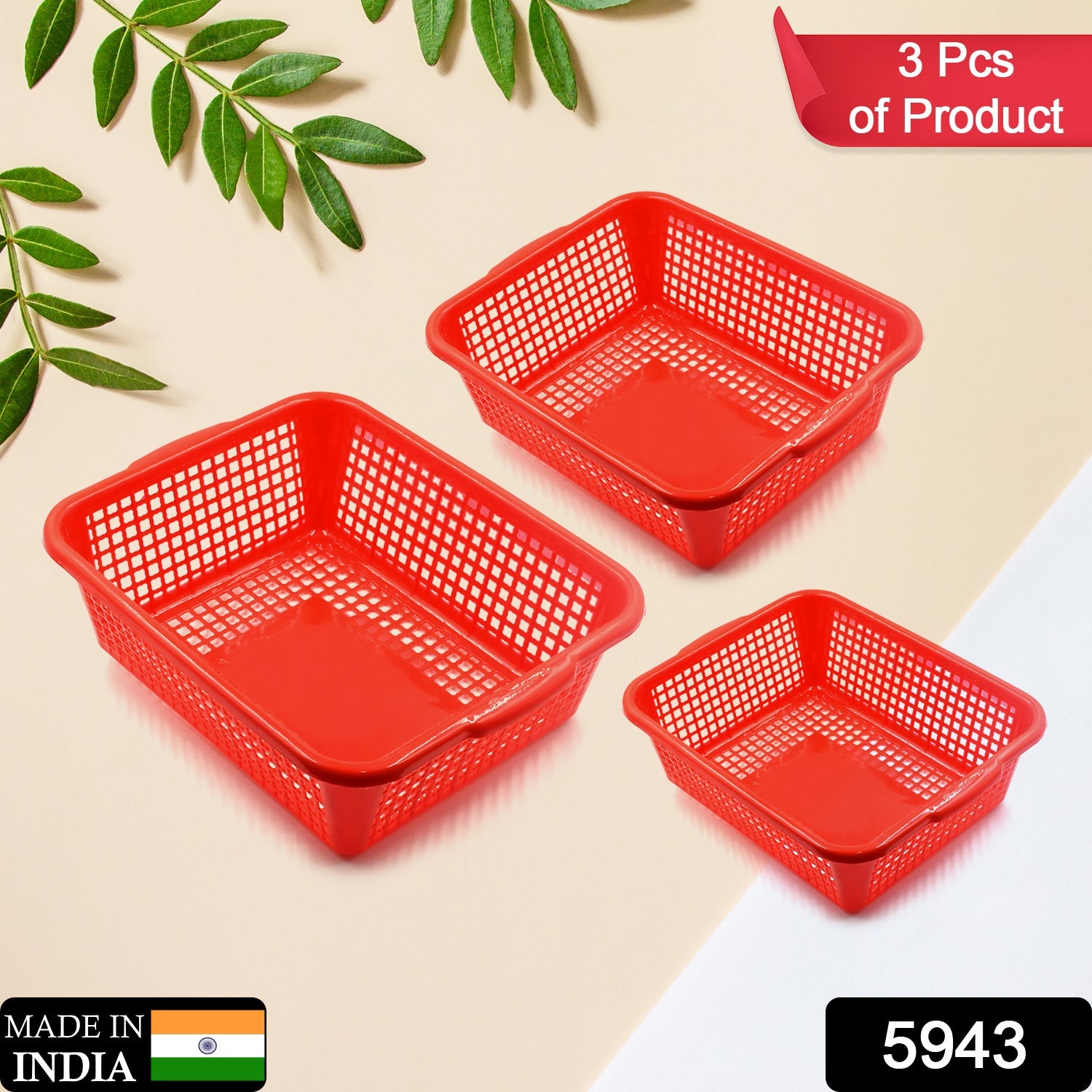 Plastic dish rack, 3-piece set, multipurpose for washing and draining fruits and vegetables.