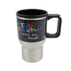 Stainless Steel Insulated Travel Mug - Double-Walled Vacuum Cup with Lid & Handle