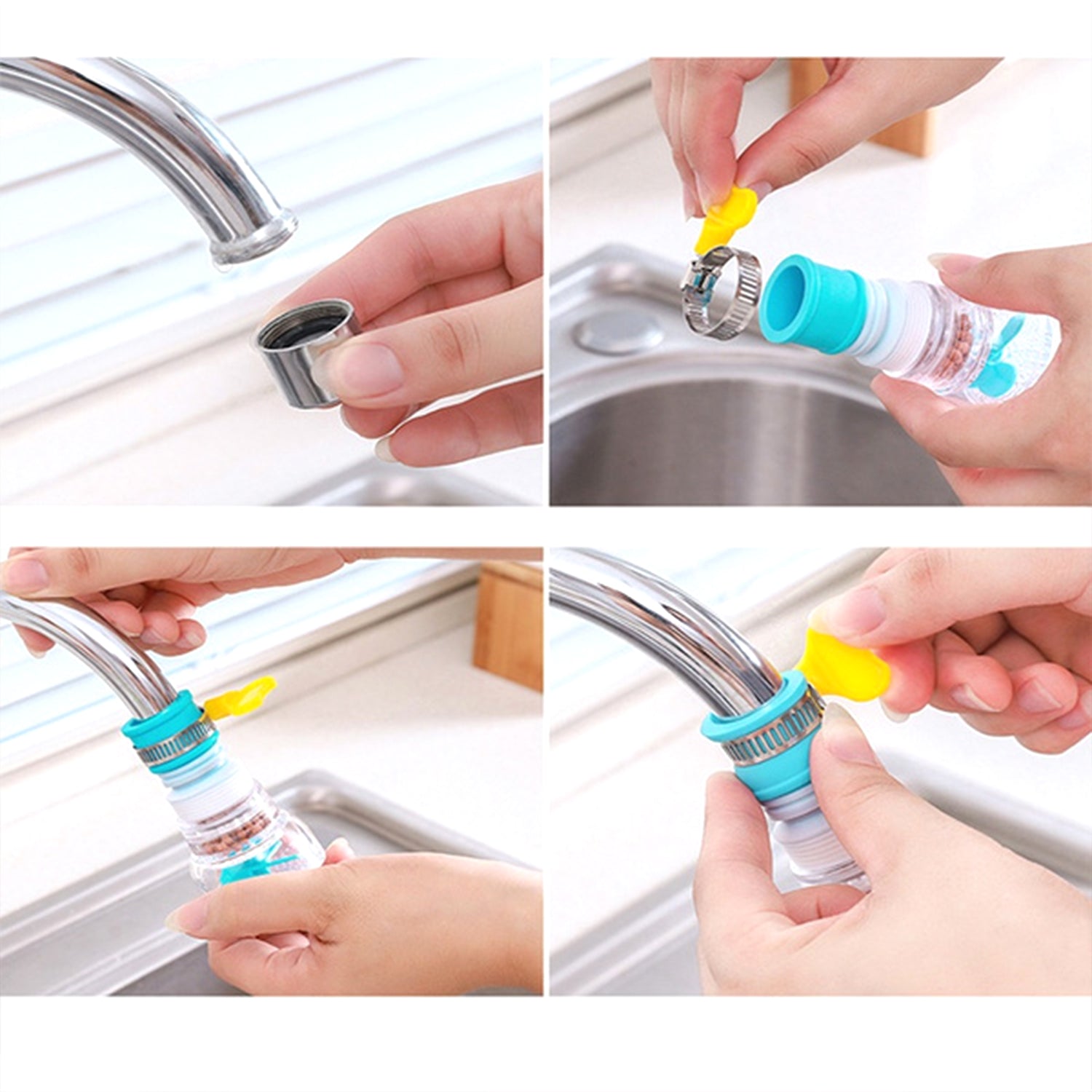 Expandable faucet regulator with a focus on its splash-reducing feature.