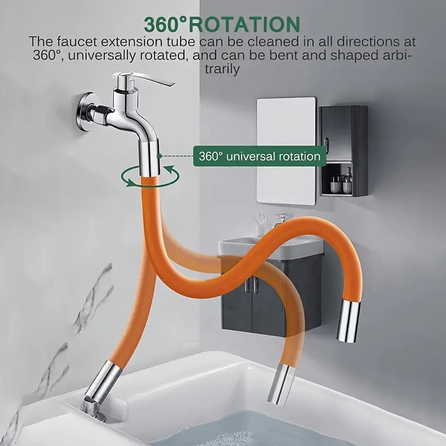 Flexible Water Tap Extender, Universal Foaming Extension Tube with Connector, 360 Free Bending Faucet Extender, Adjustable Sink Drain Extension (46cm)