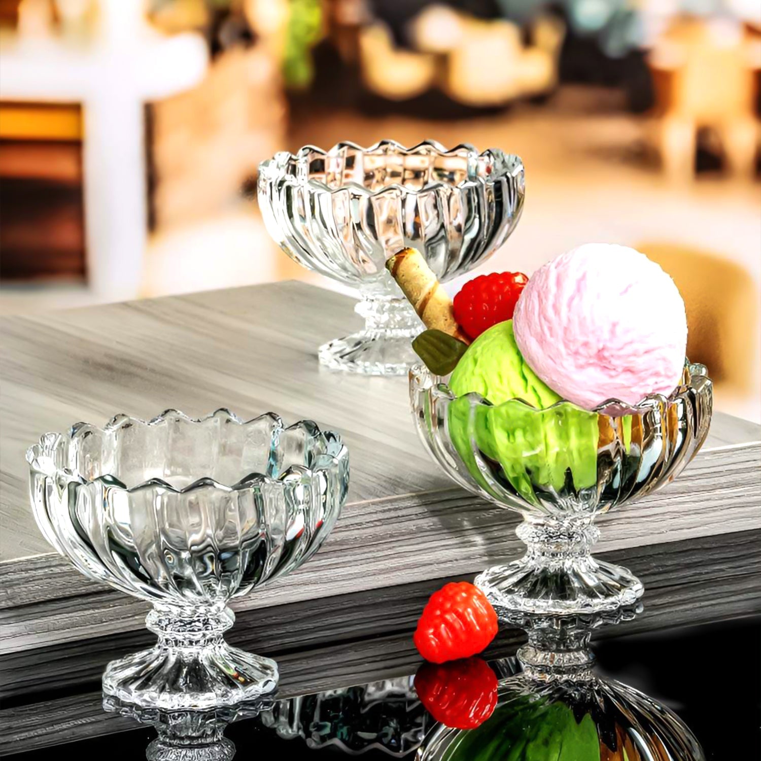 Glass Ice Cream Bowls Glass Dessert Cups for Sundae (6 pcs / 120ml)