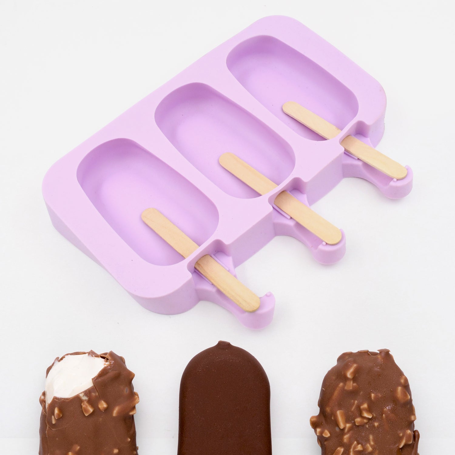 Silicone Sicle Molds – DIY Ice Pops with Lids & 50 Sticks
