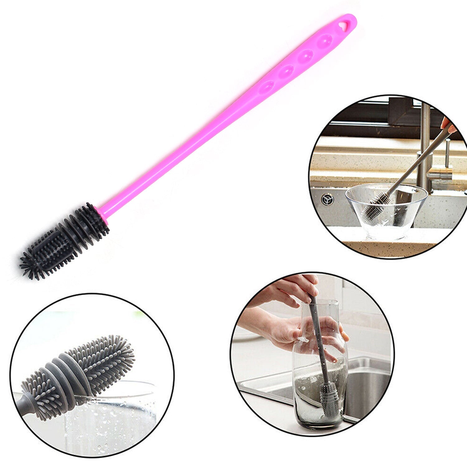 Long cleaning brush for narrow neck water bottles