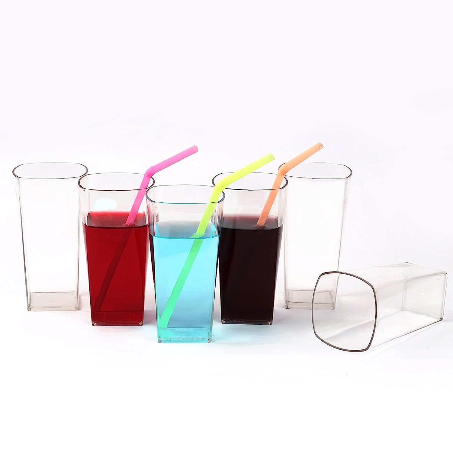 Transparent square plastic tumblers set