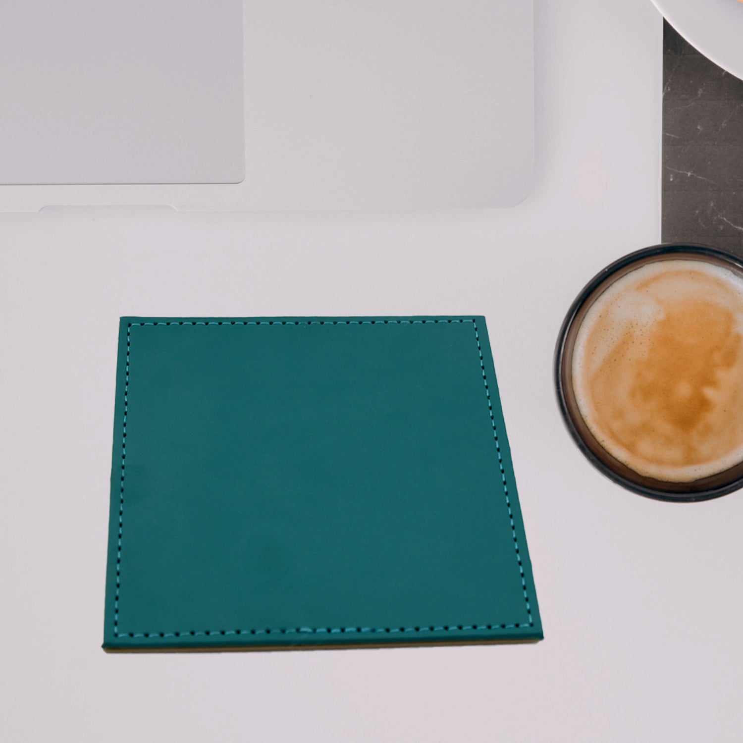Square Leather Tea Coaster Set – Durable Dining & Coffee Table Decor (4 Pc)