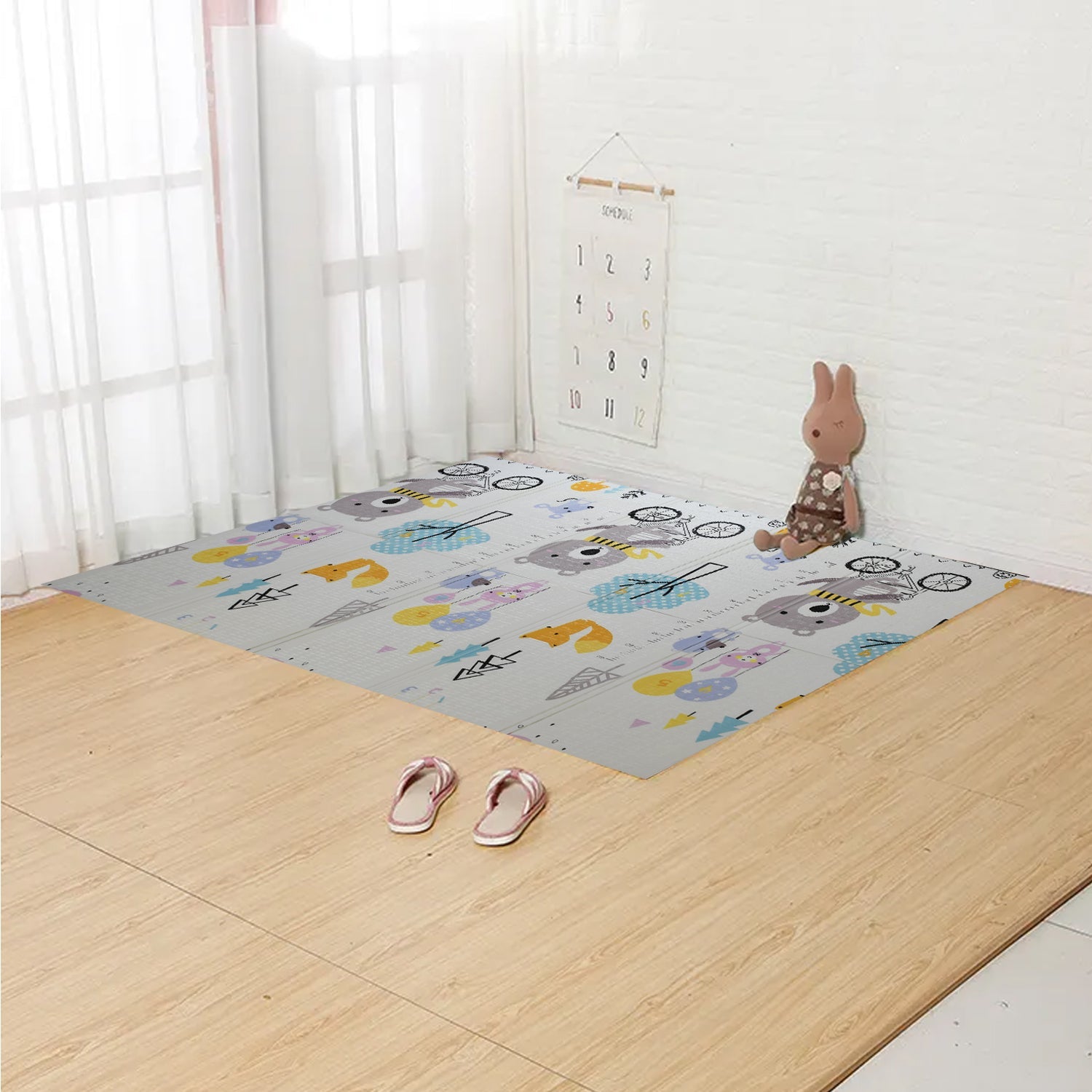 Waterproof and reversible foam baby play mat, 197x176 cm, large and toxic-free for safe play.