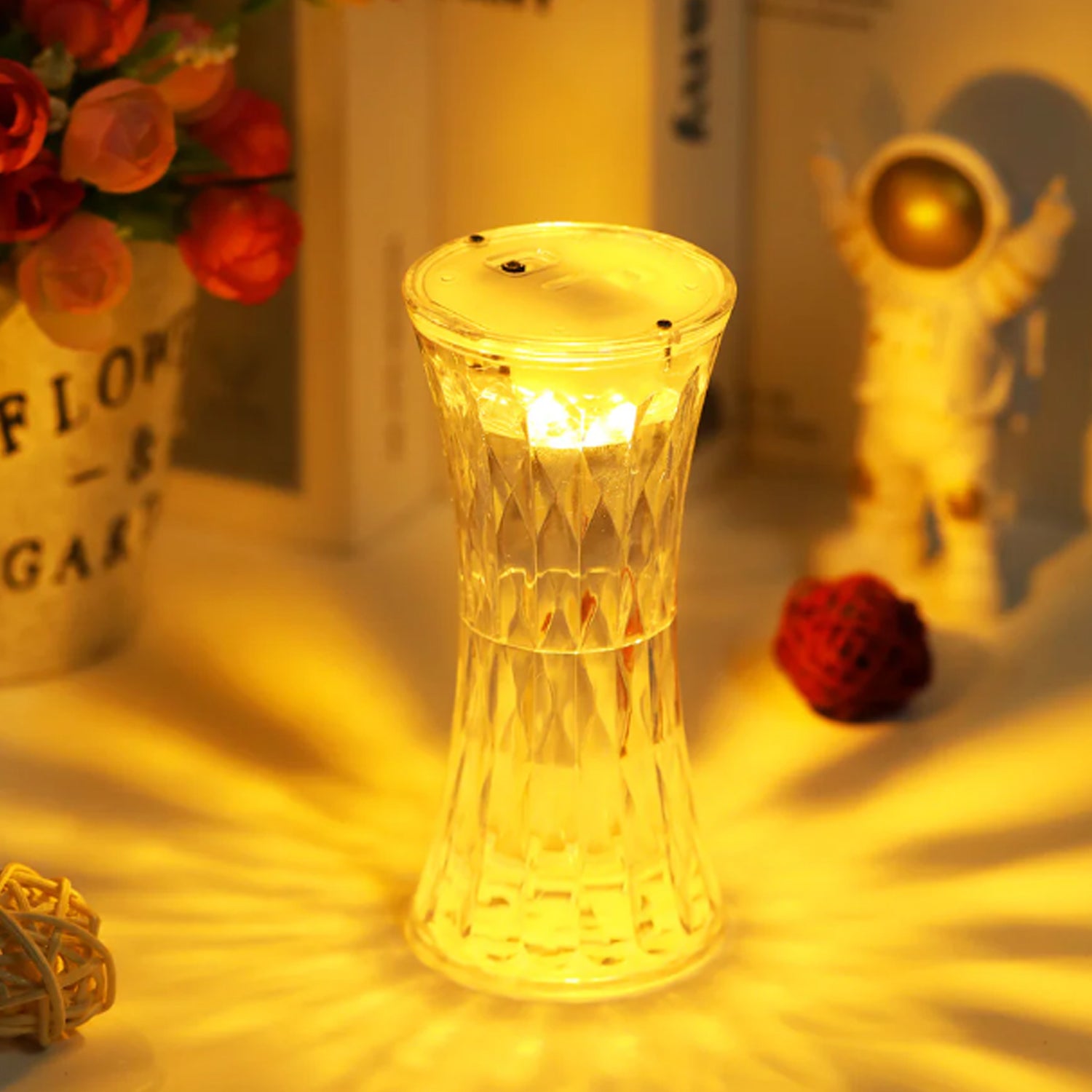 Multipurpose crystal table lamp for hotel, office, and children’s room