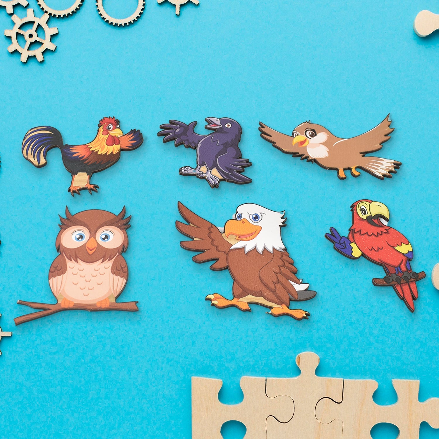 GEMEM Wooden Bird Peg Puzzle Board