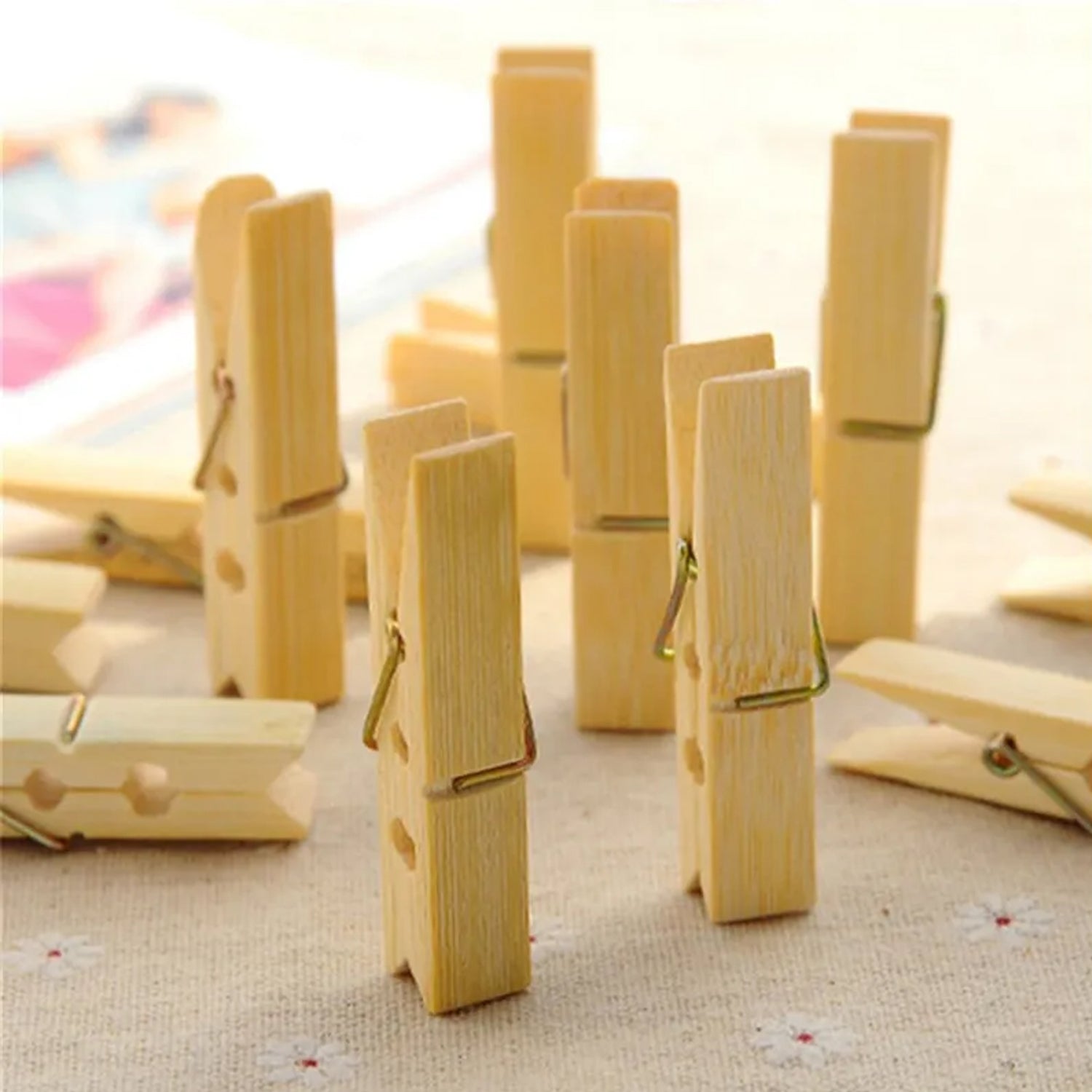 Multipurpose wooden clips, heavy-duty, for arts, crafts, and clothespins.