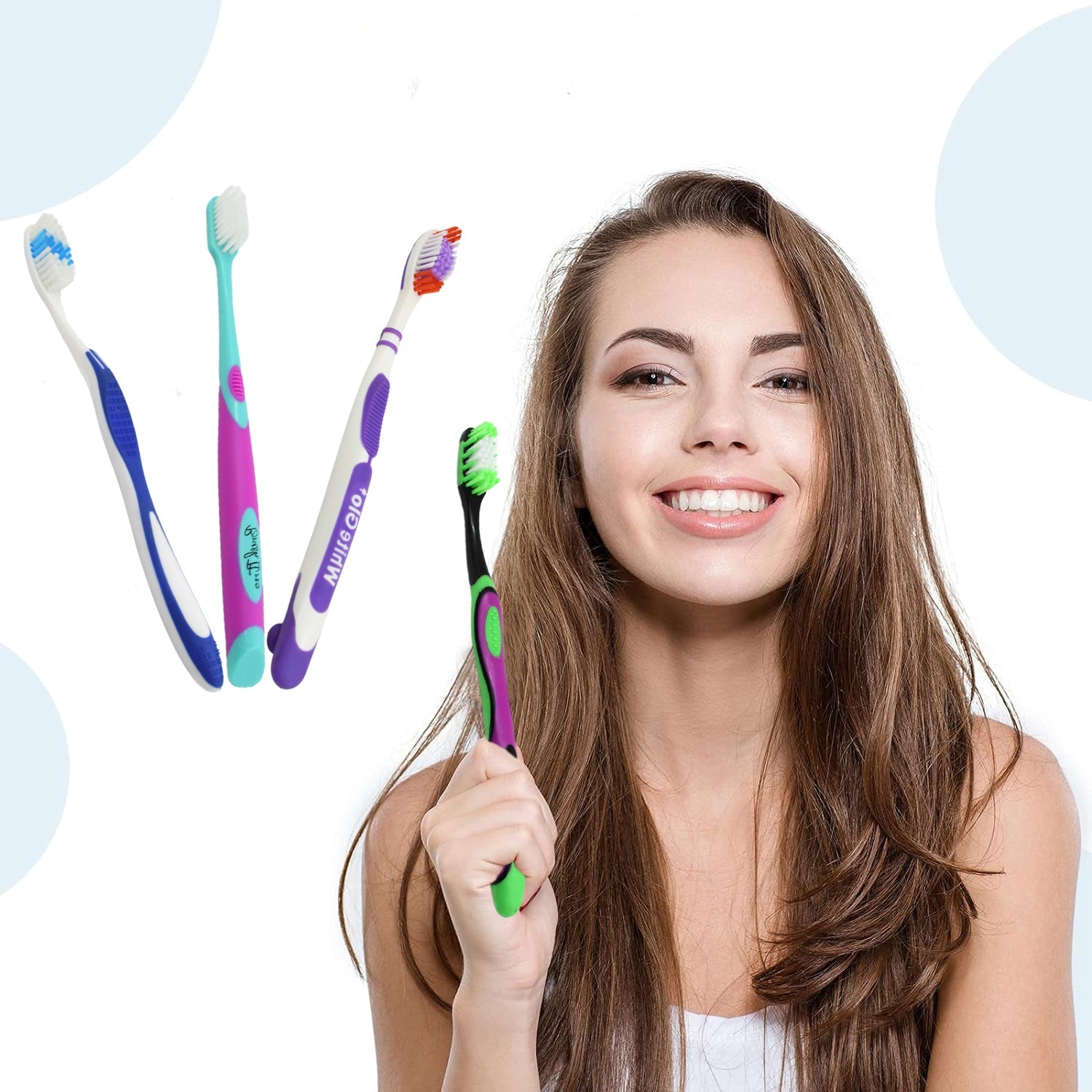 Soft Toothbrush With Plastic Round Box (10 pcs Set / Mix Color) 