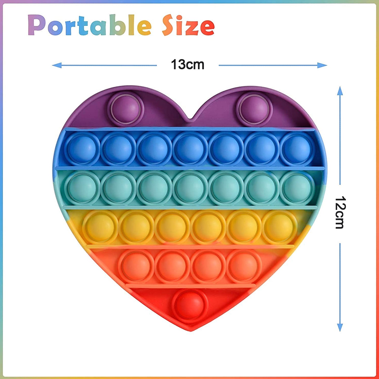 Various heart-shaped pop it fidget toys.