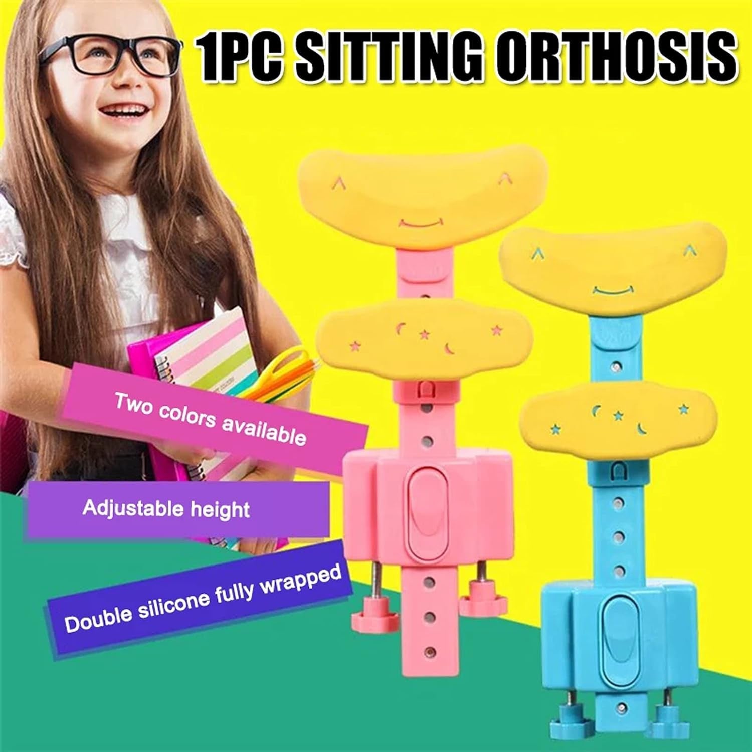 Student Sitting Posture Corrector Child Protector, Kids Sitting Posture Corrector for Reading Writing Adjustable Sitting Support Brace Eye Protection, School Gifts (1 Pc)