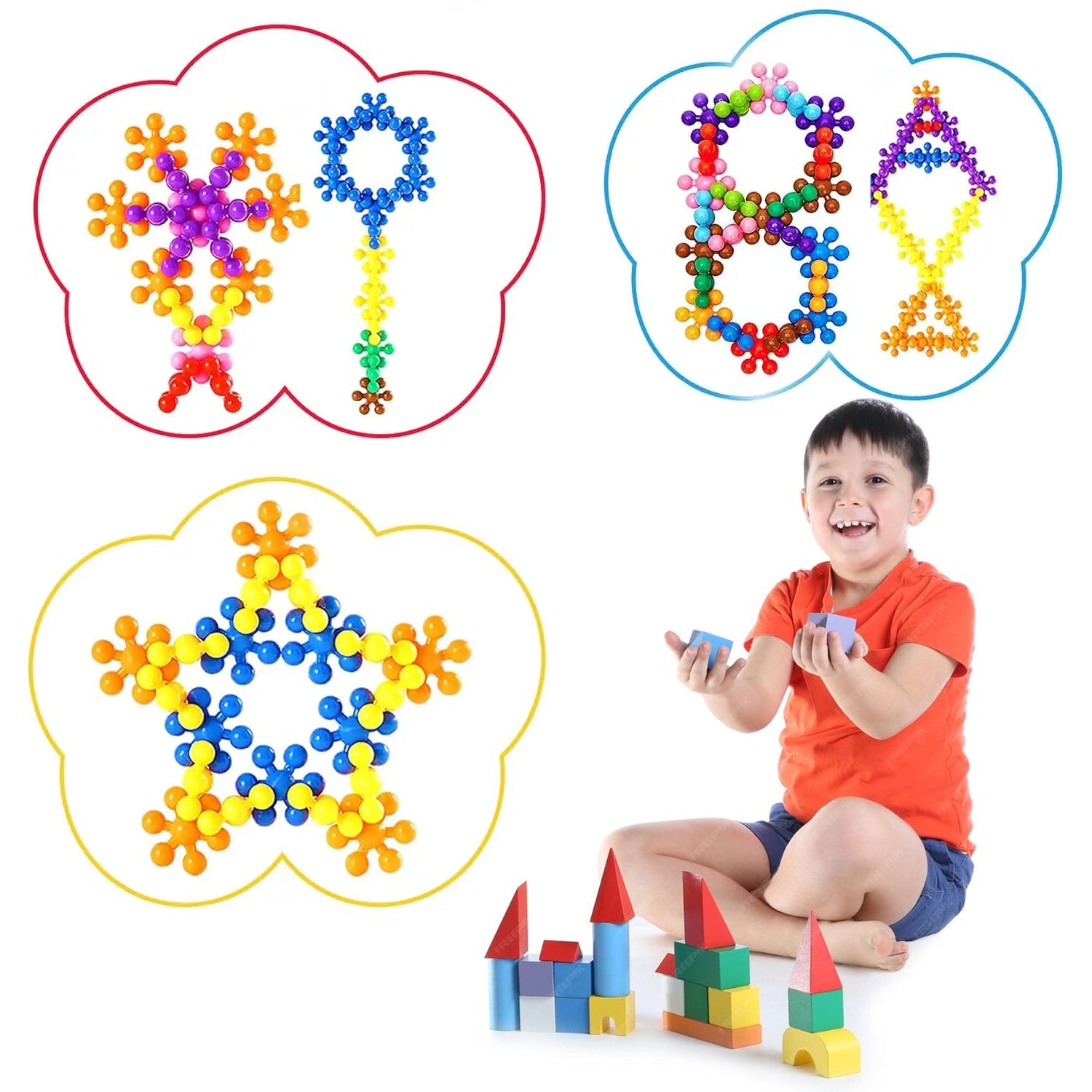 Star Shaped, Star Block Interlocking Blocks Colorful Star Building Blocks (100 Pcs Set)