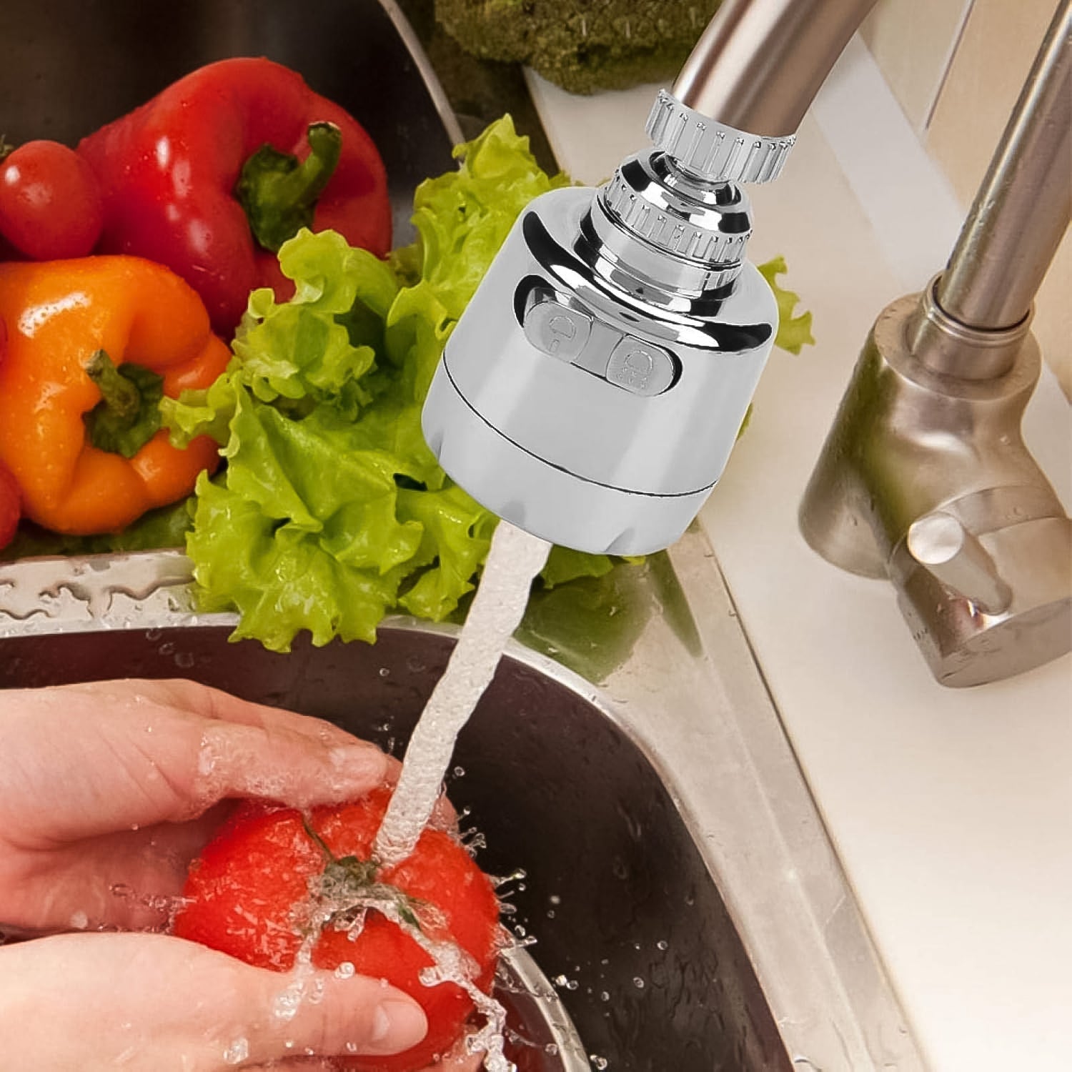 Plastic 360 Degree Rotating Water-Saving Faucet Sprayer Head (3.5 Inch)