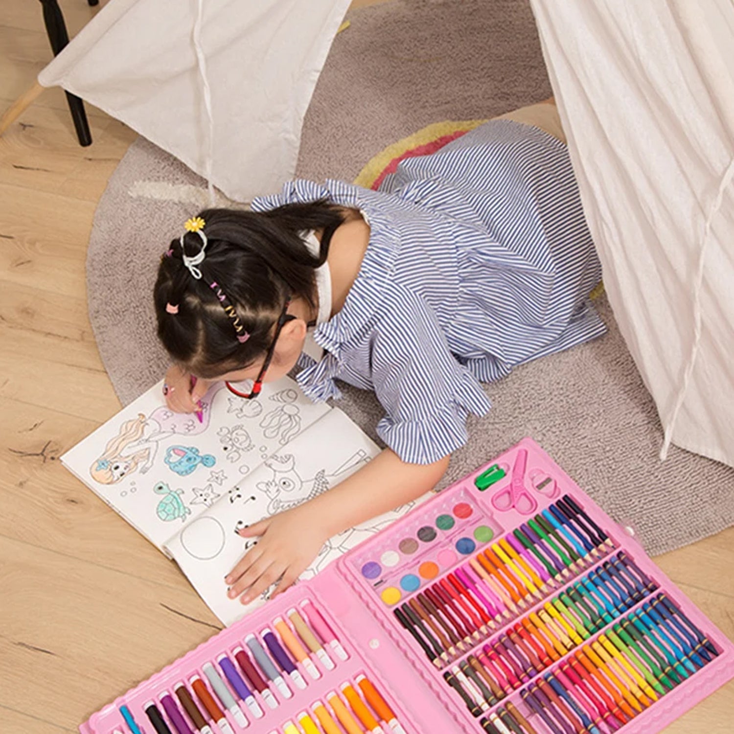 17978 Art Set Kids Art Supplies Coloring Case Kit Painting & Drawing Sets for Kids Boys Girls Gifts Toys Age 4 & Above - Mix Colors, Kids Colorful Bag (86 Pcs Set)