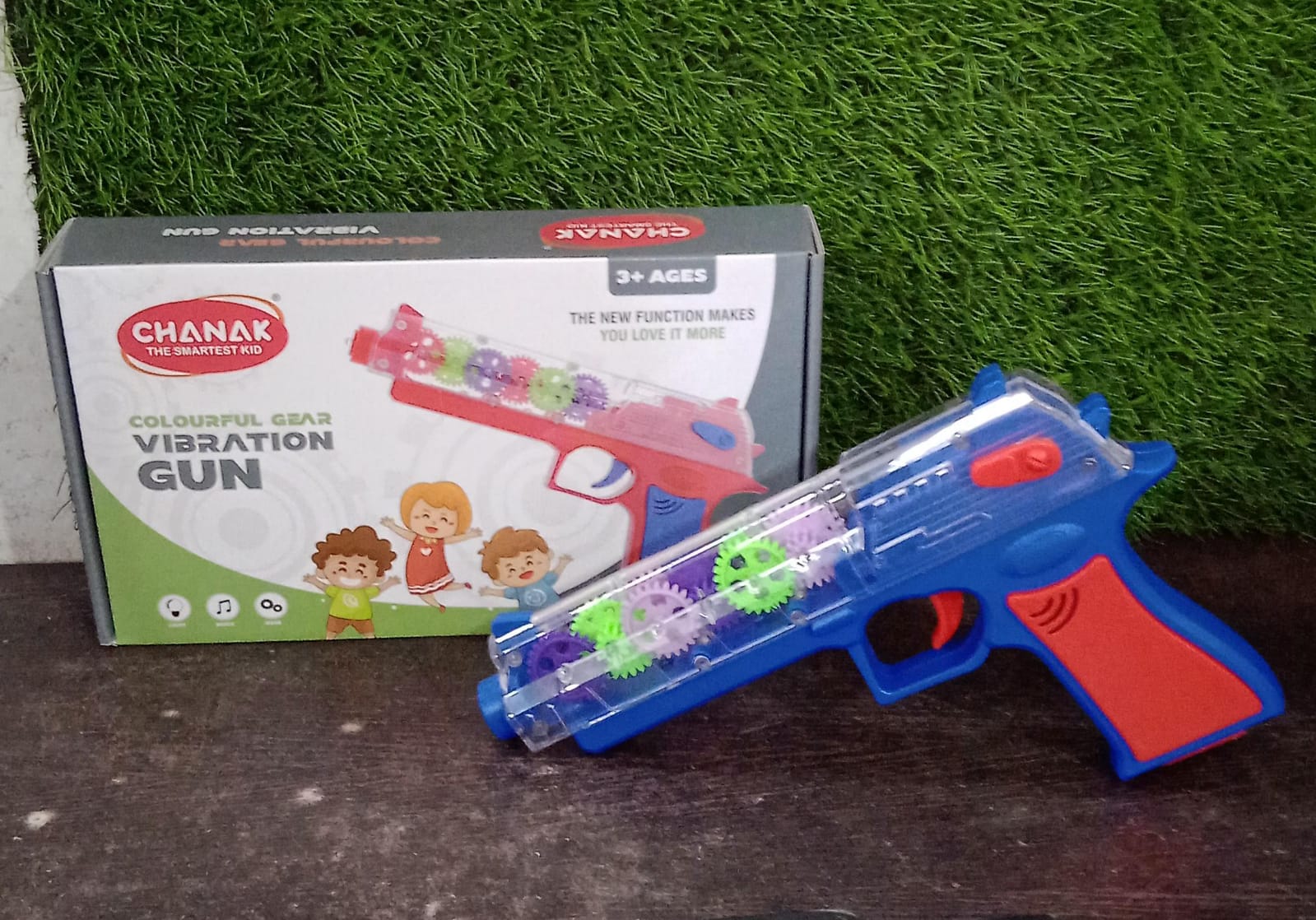 Plastic Gear Simulation Laser Toy Gun – 3D Lights, Music & Rotating Gear (1 Pc, 3+ Years)