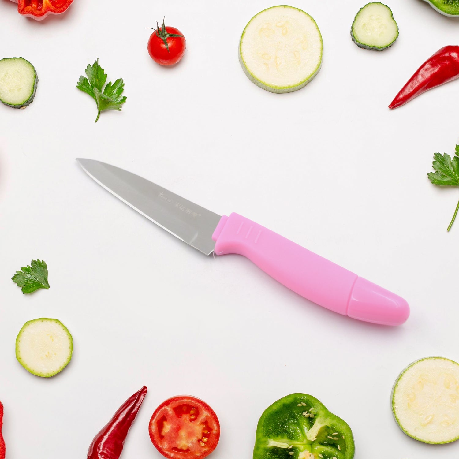 Stainless steel fruit knife with sharp blade, comfortable grip design