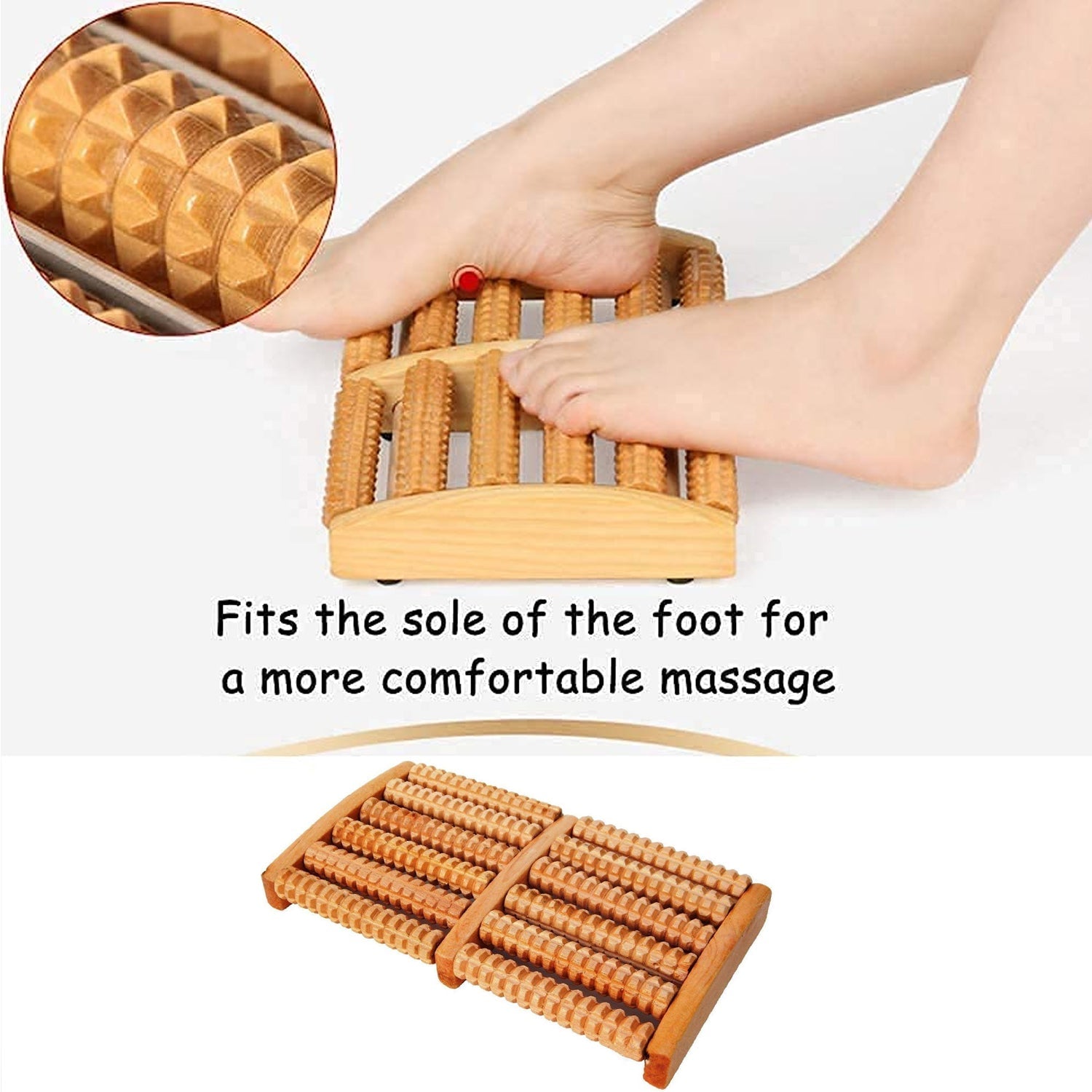 Natural wooden foot roller for circulation boost