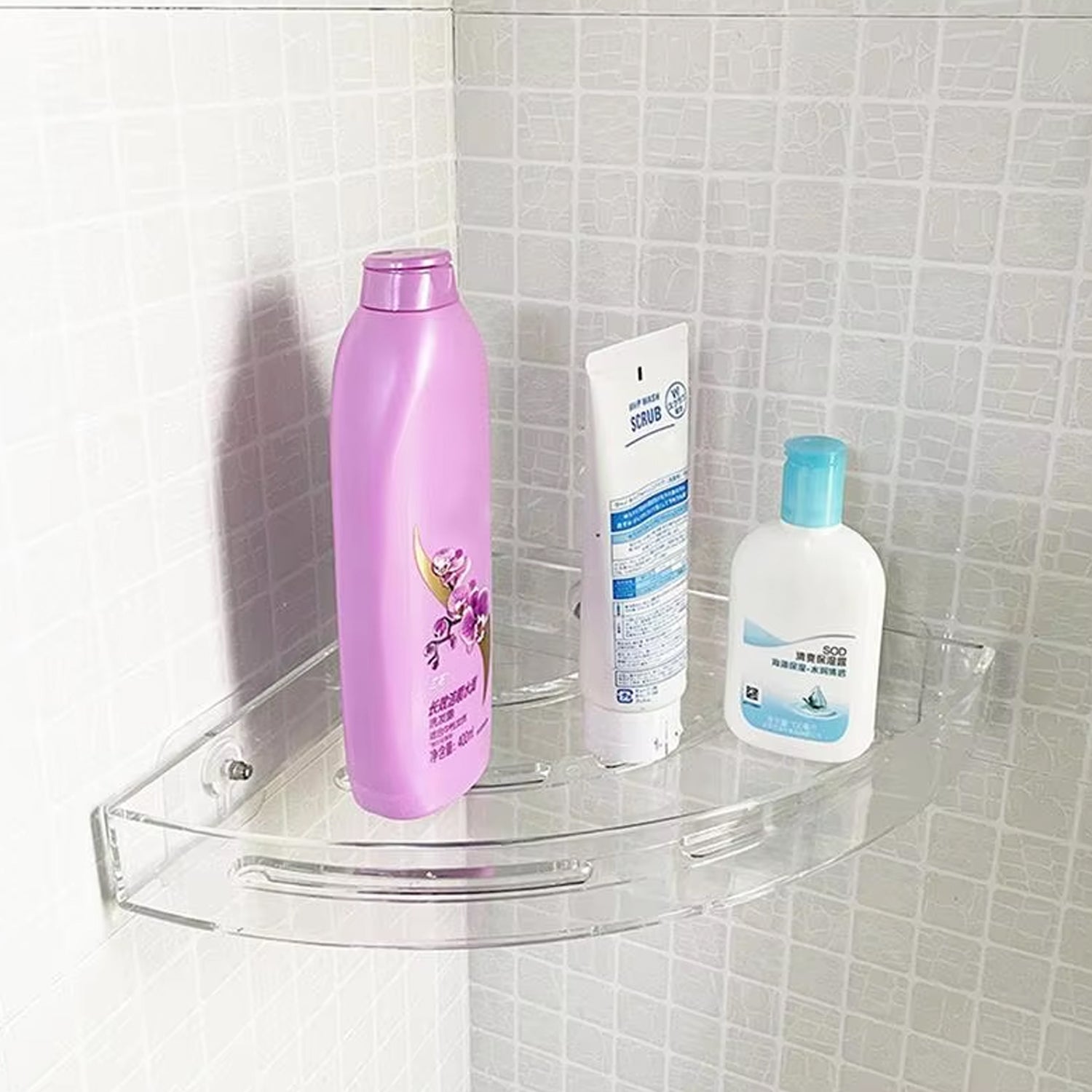 Bathroom Plastic Corner Shelf Rack Set for Wall Number of Shelves (3 Pcs Set)