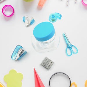 Mini office stationery set including stapler, scissors, and more