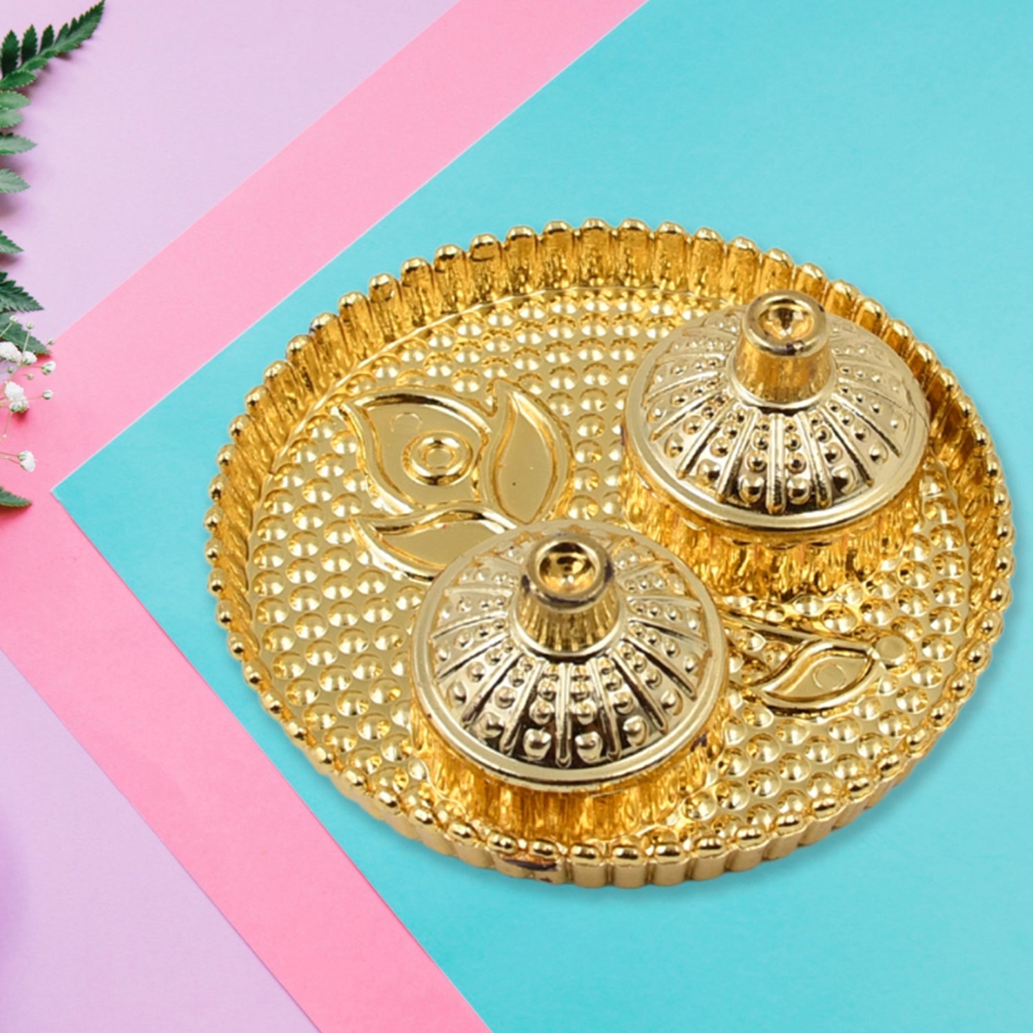 Round Shape Special Puja Thali, Kumkum Thali Holder (1 Pc / Small)