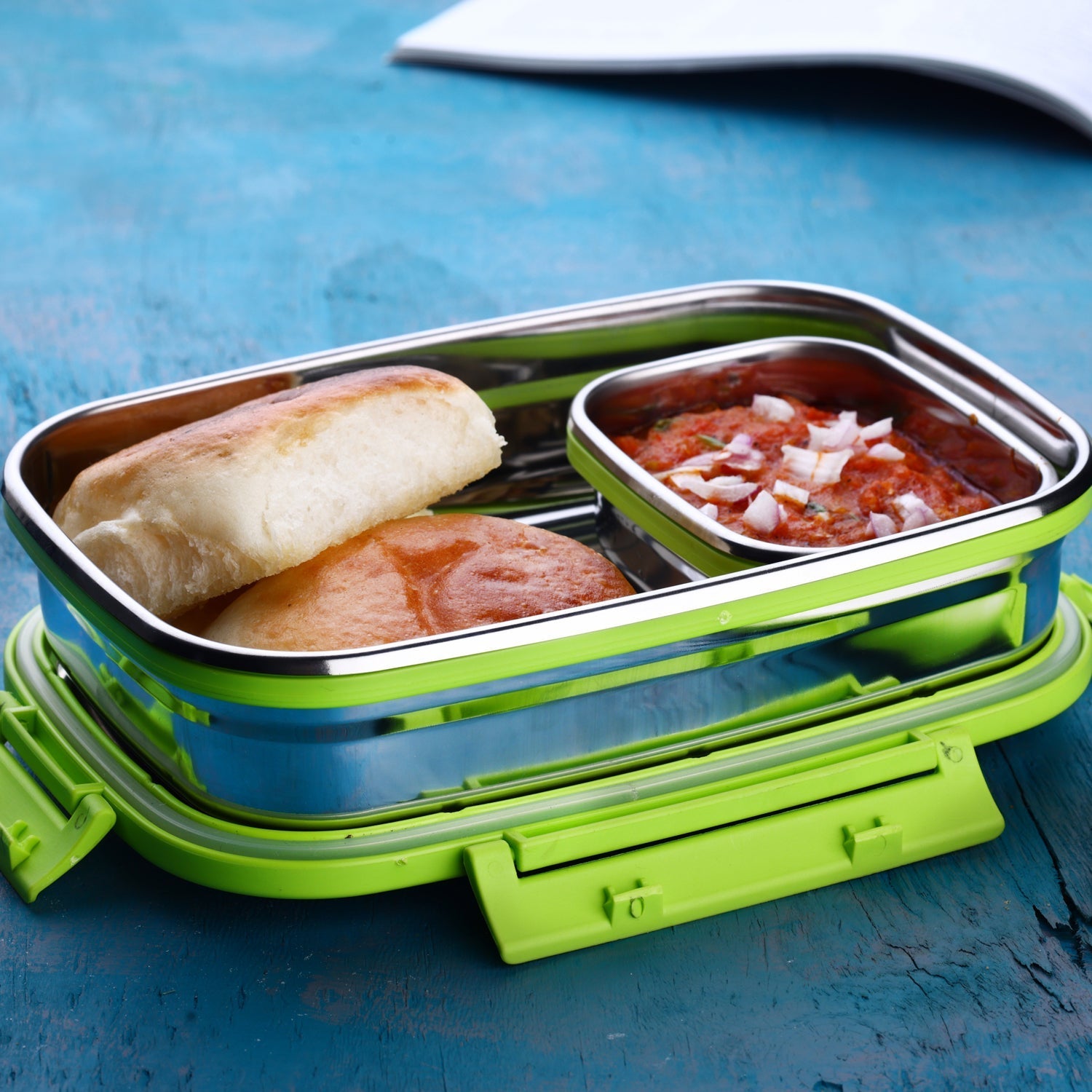 Durable stainless steel lunch box with multiple compartments