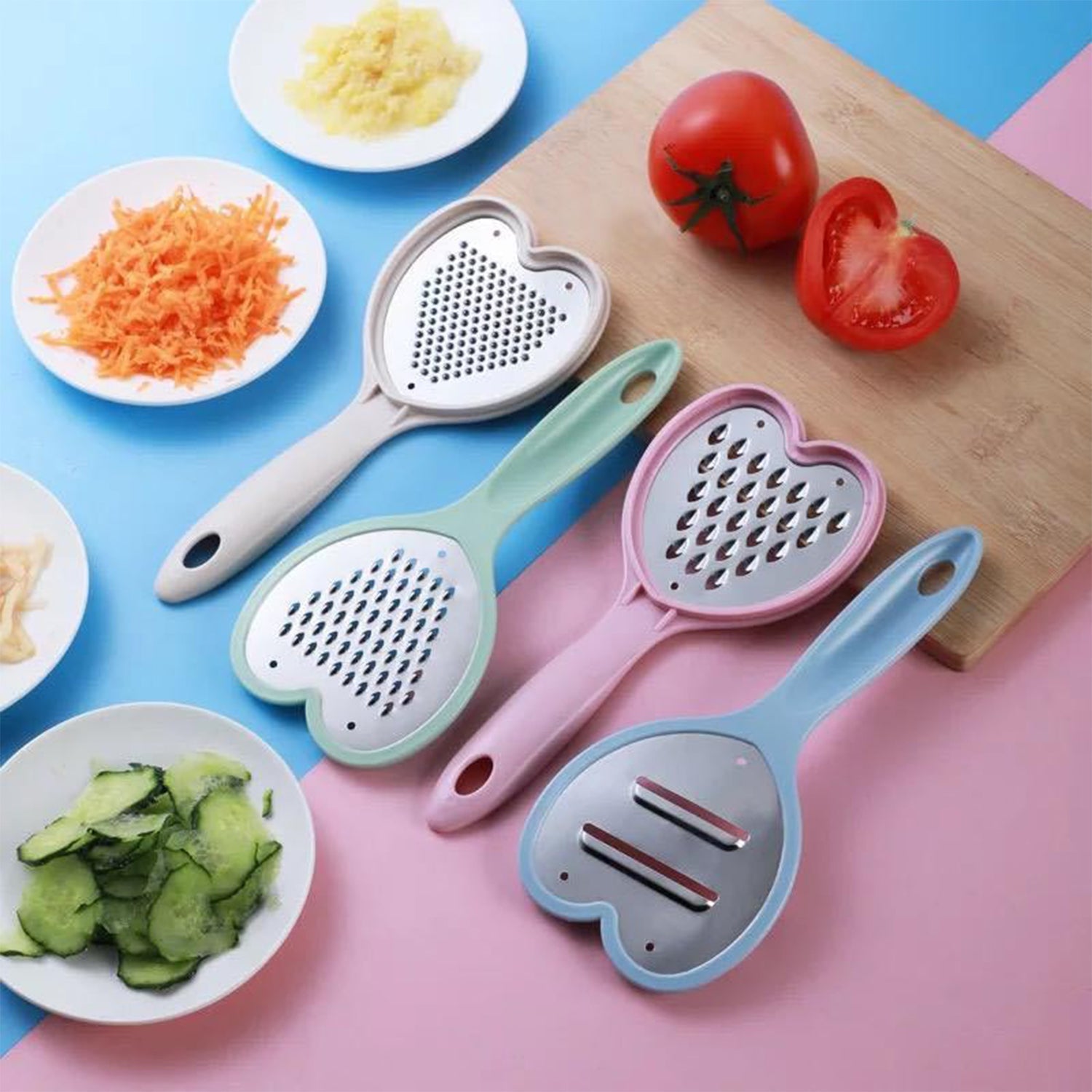 Heart grater set for kitchen use