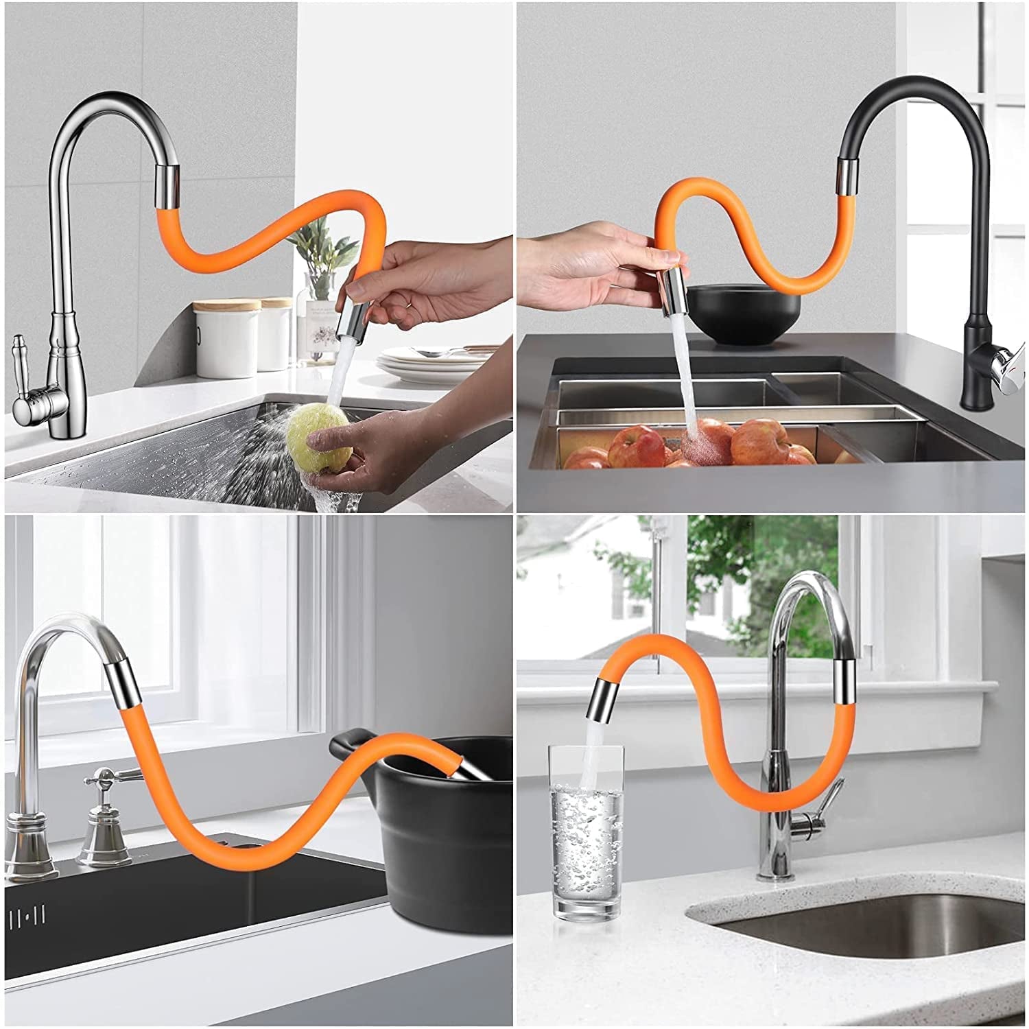 Flexible Water Tap Extender, Universal Foaming Extension Tube with Connector, 360 Free Bending Faucet Extender, Adjustable Sink Drain Extension (46cm)