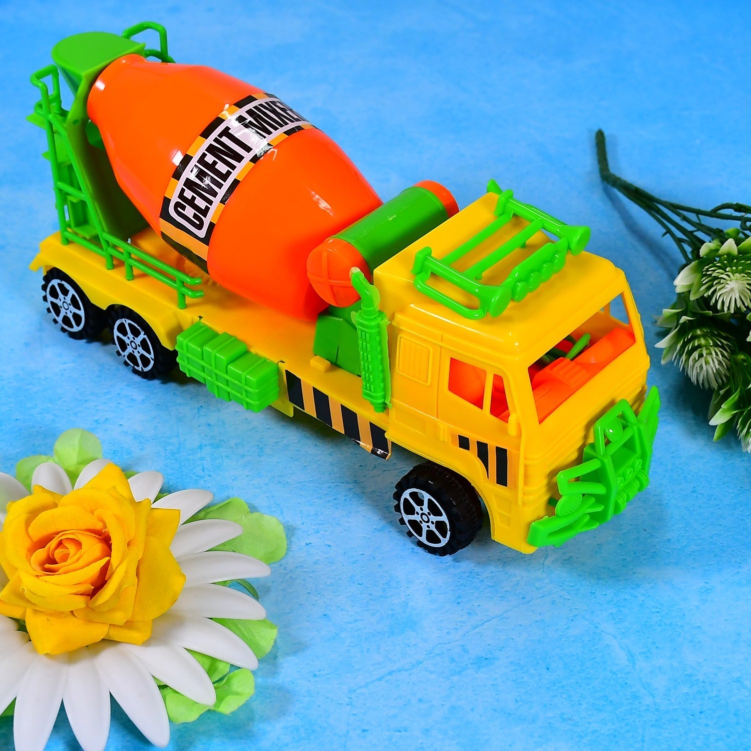 Colorful cement mixer truck pushback toy