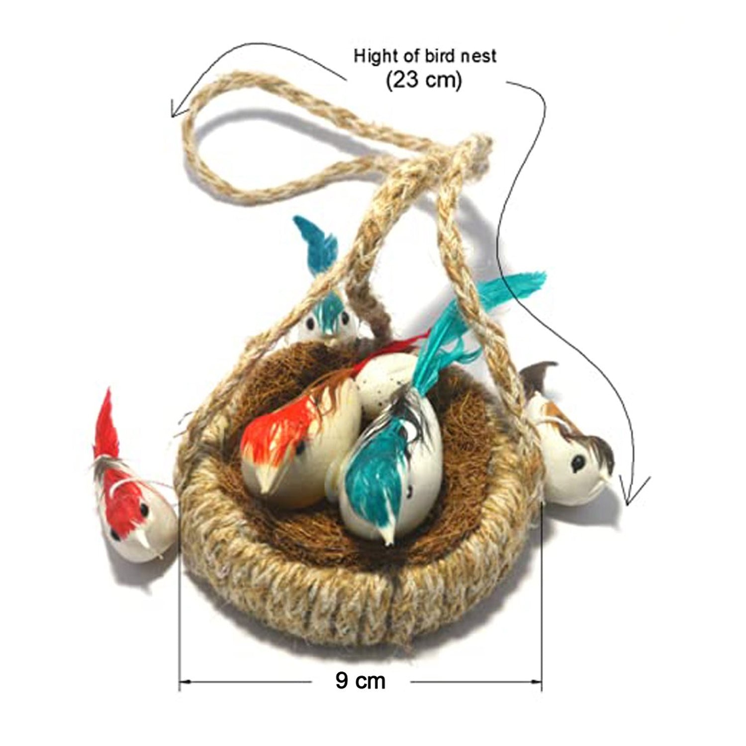 Artificial jute bird's nest, hanging decoration with brown box