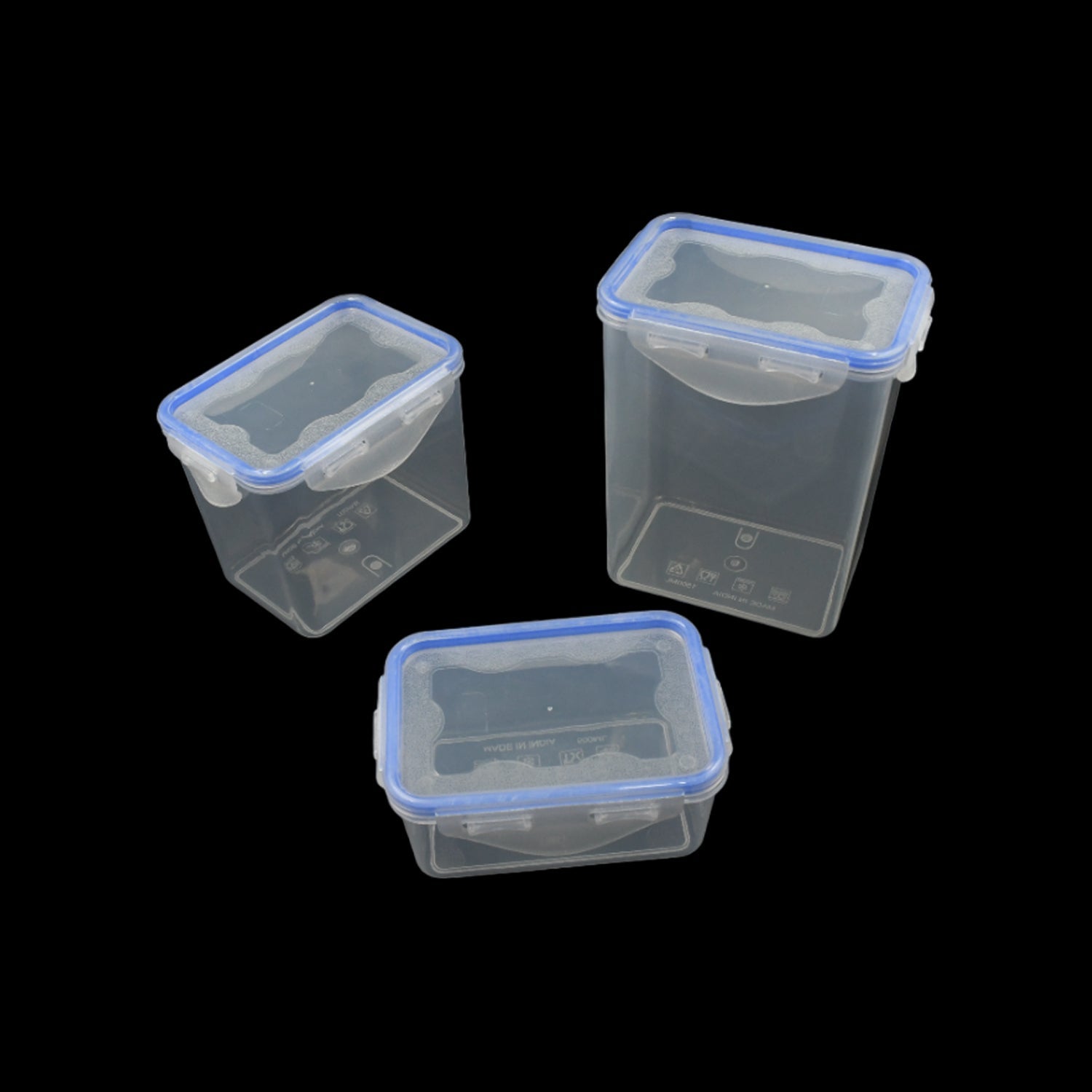 Food storage set with air-seal lids, 3 pieces for various uses.