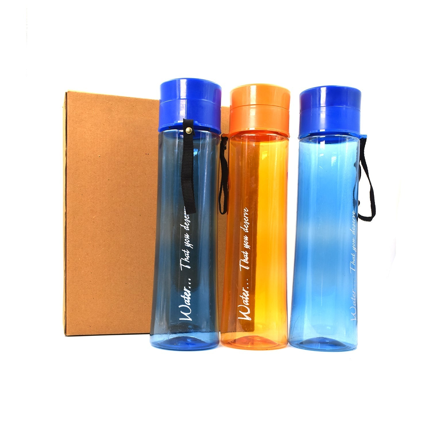 Unbreakable plastic water bottles, 1 liter, assorted colors