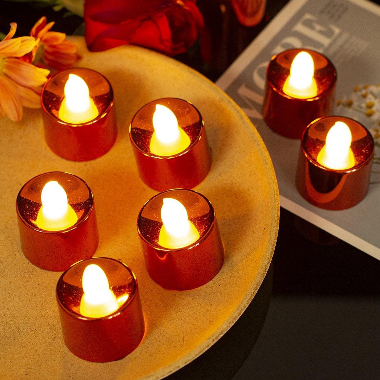 Electrical Candles Diya LED Tea Light, Plastic Candle Light Candle Candle (24 Pc Set)