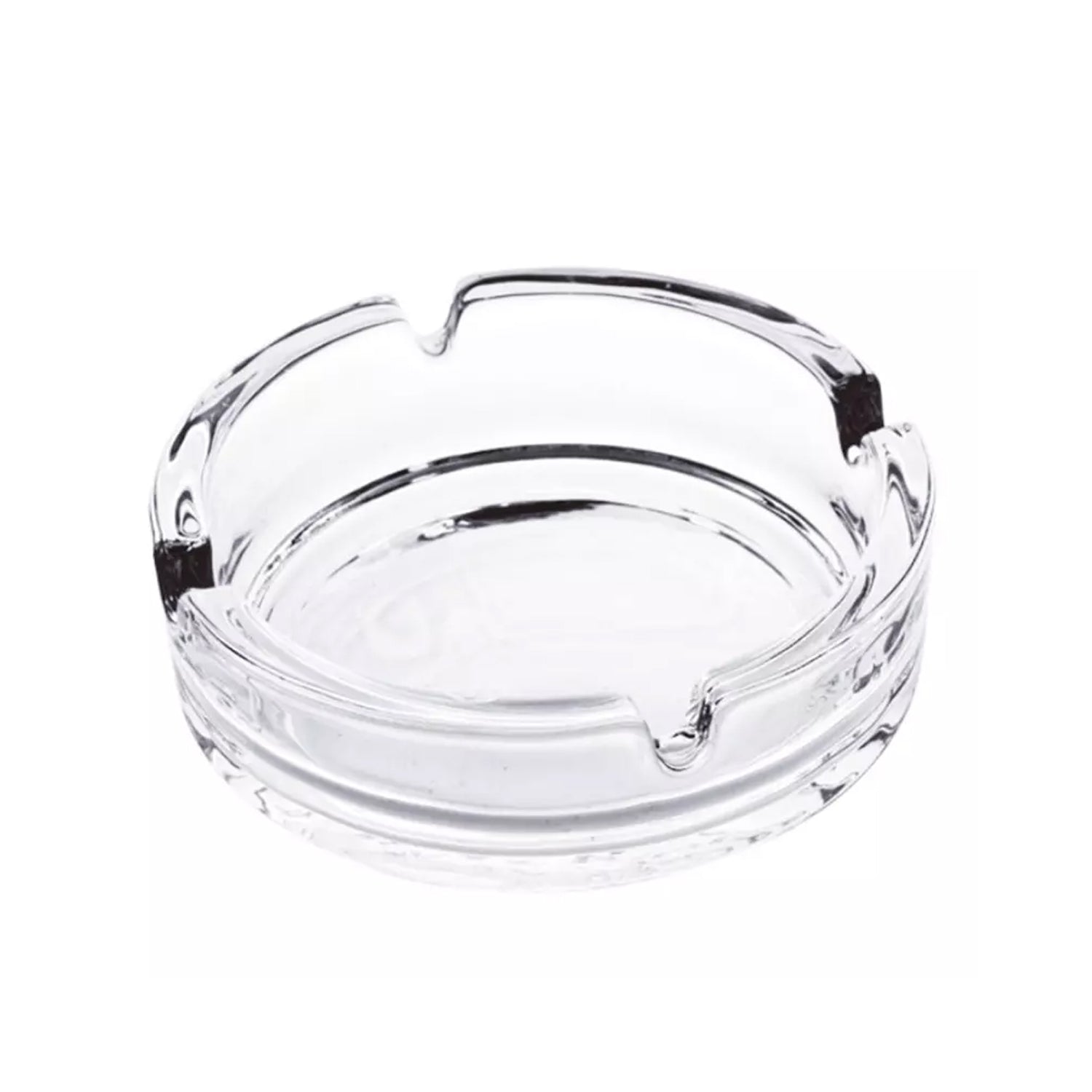 Crystal glass ashtray, perfect for home and office use.