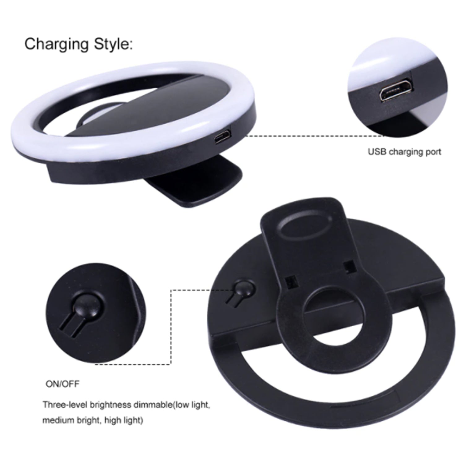 Compact selfie ring light, ideal for video calls