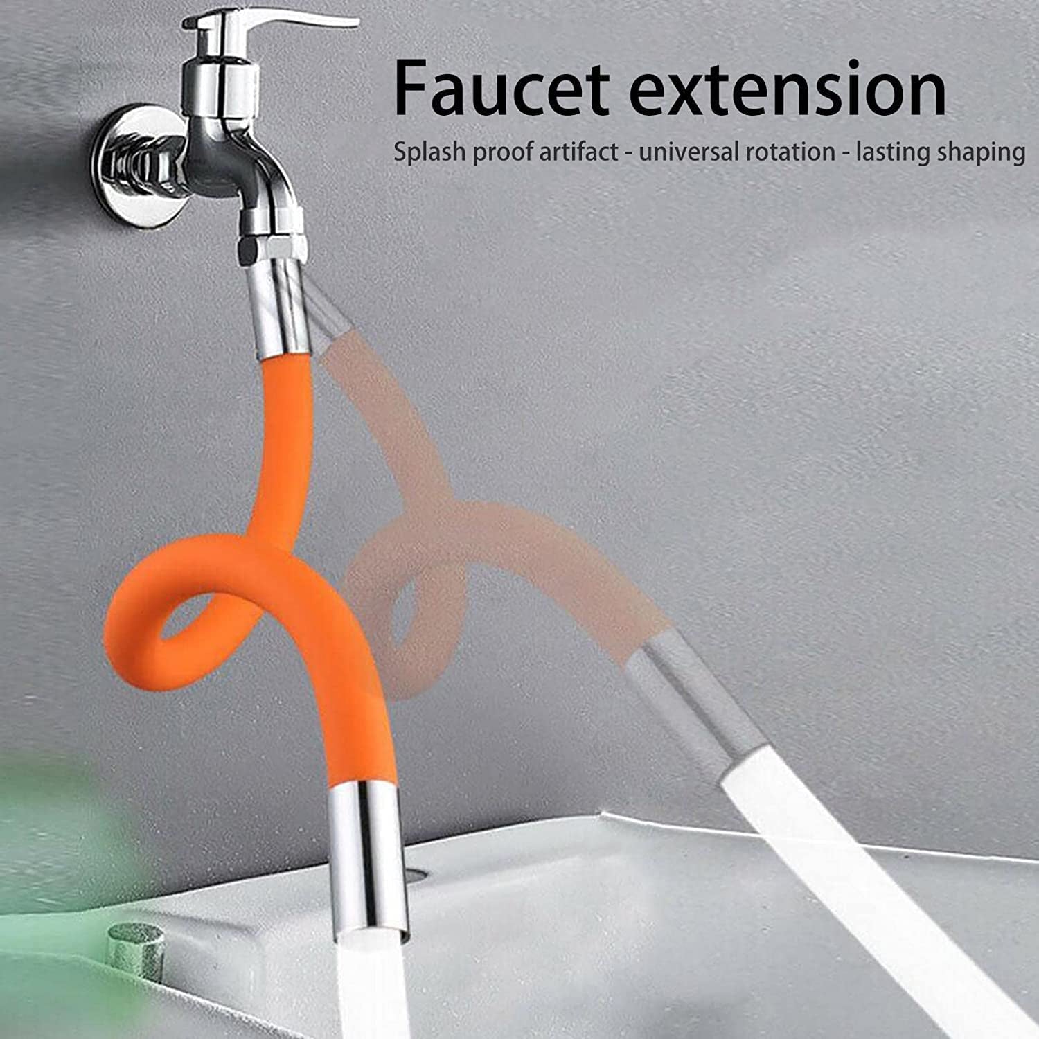 Flexible Water Tap Extender, Universal Foaming Extension Tube with Connector, 360 Free Bending Faucet Extender, Adjustable Sink Drain Extension (18cm)