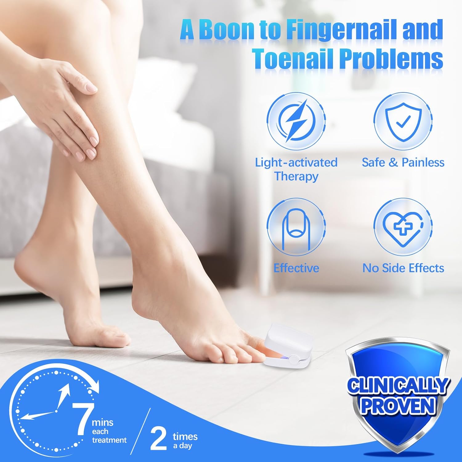 Rechargeable Nail Fungus Treatment for Toenail, Toe Nail Fungal Treatment Nail Fungus Laser Device, Anti-Fungal Nail Treatment for Hand & Feet Infections Remover for Home Use