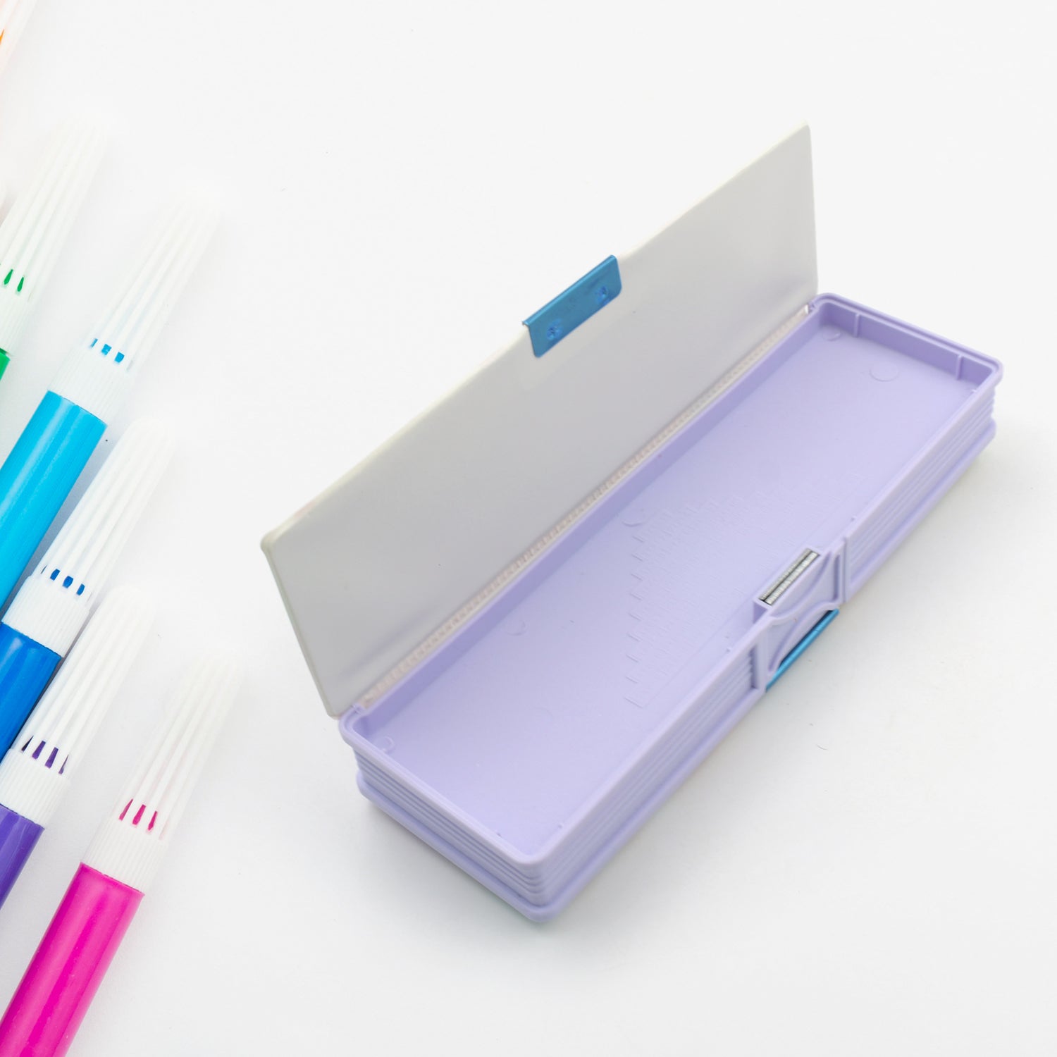 Kids' pencil box with fun cartoon design and two storage sections