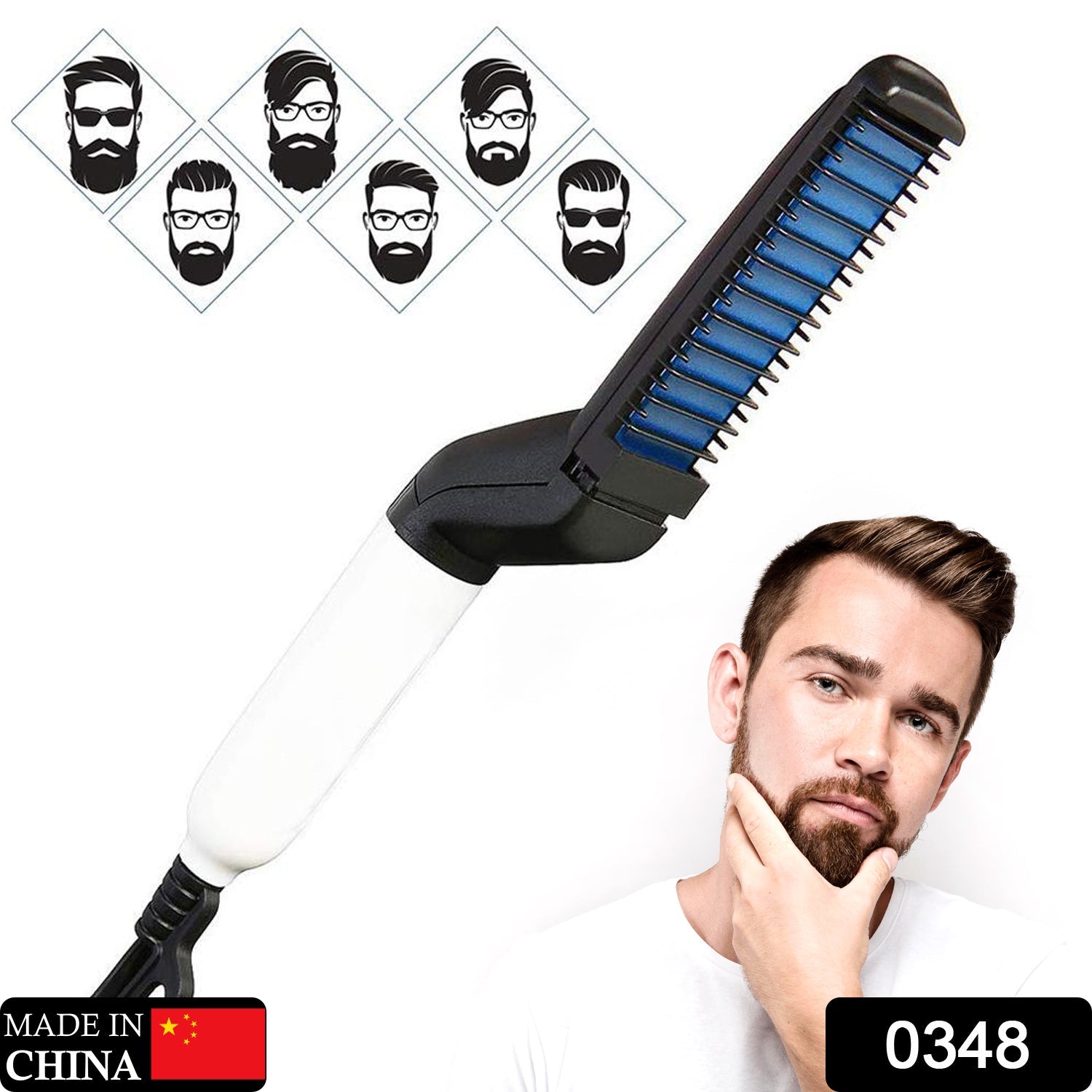 Hair straightener and curler, styling comb.