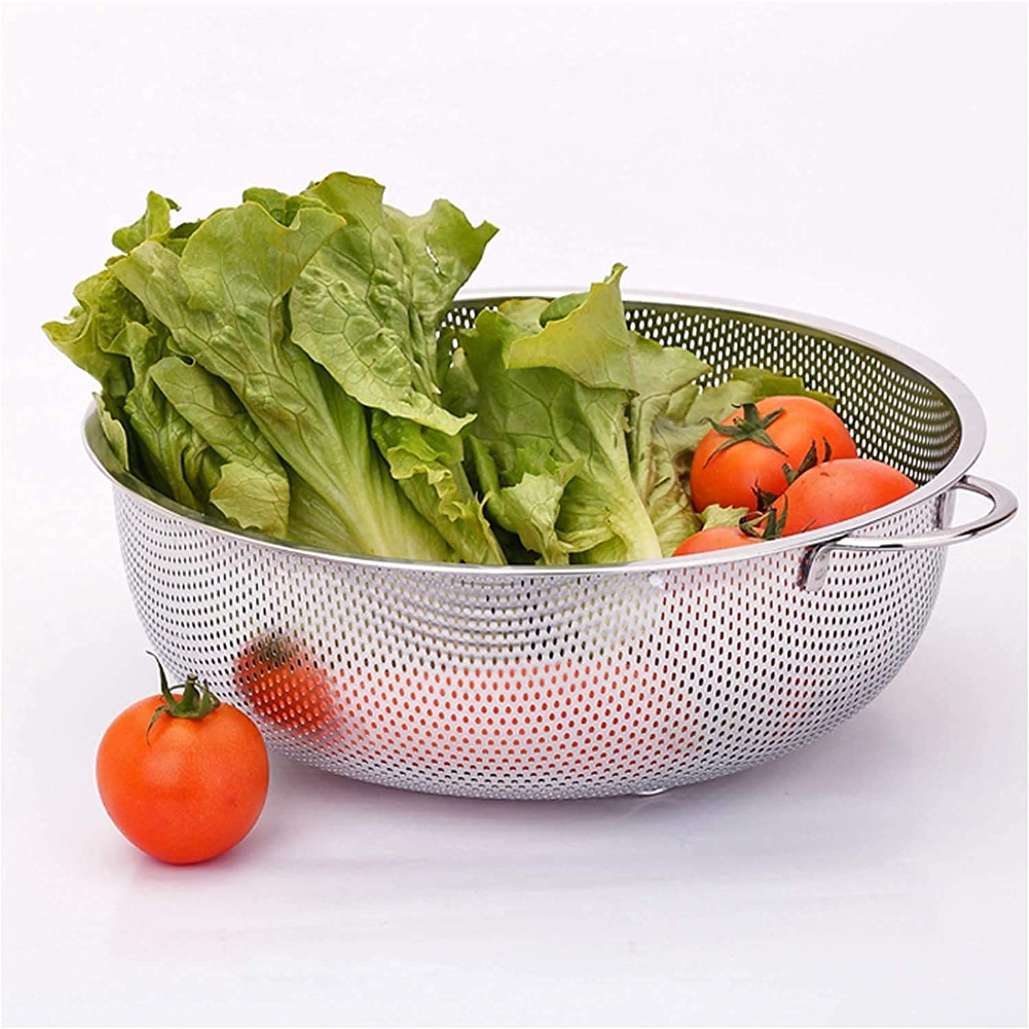 Collapsible stainless steel strainer.