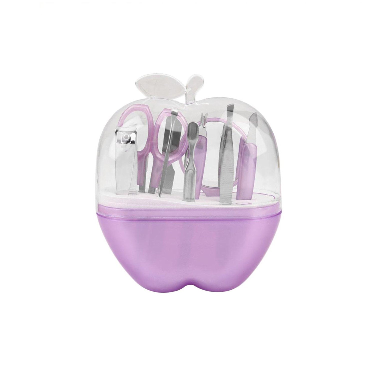 Manicure kit with 8 tools, apple-shaped case