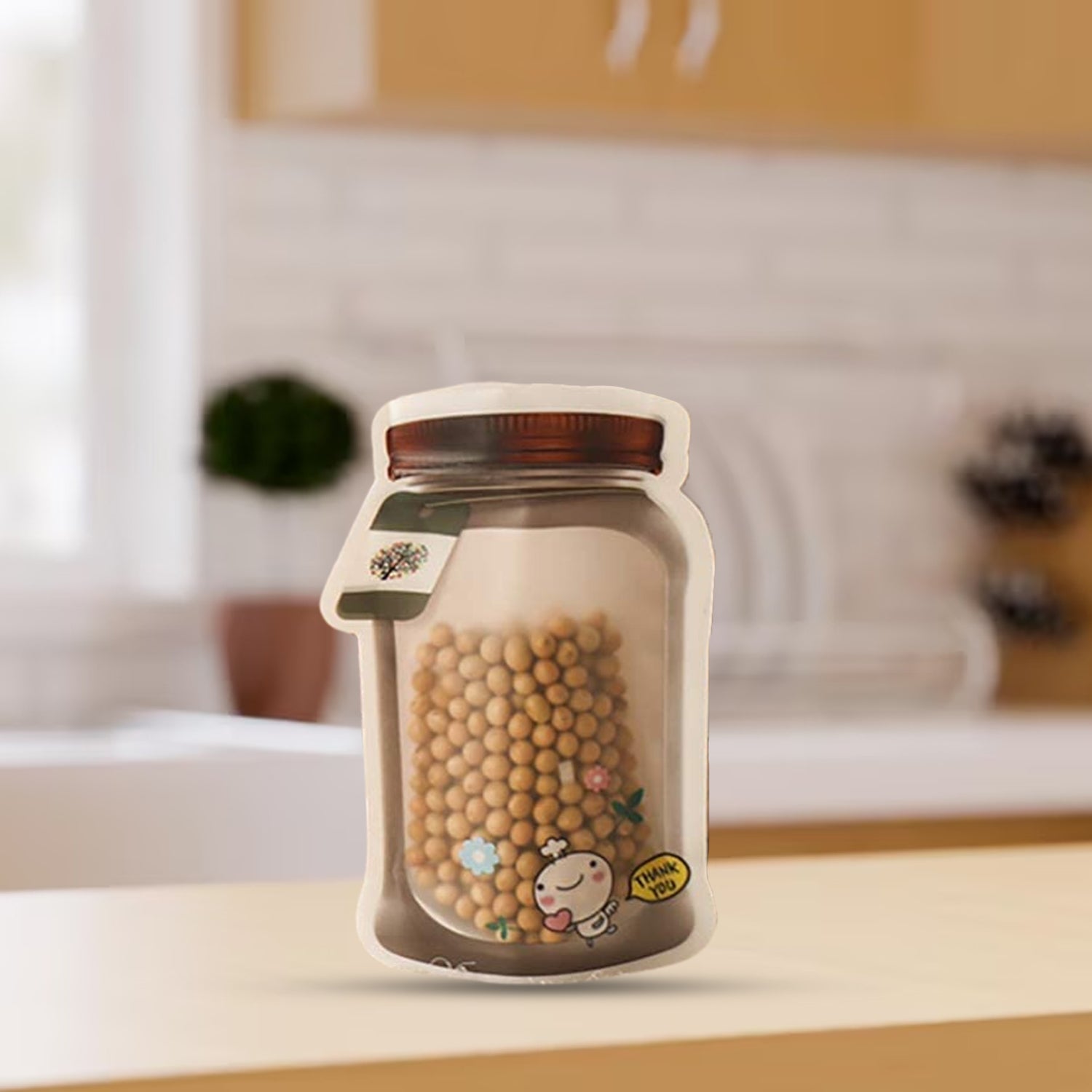 Plastic Transparent Medium Jar Shaped Pouch With Zipper (1 Pc)